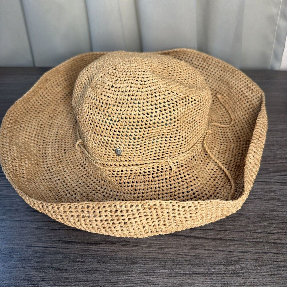 Helen Kaminski  Women’s Raffia Natural Packable Sun Hat Handmade Floppy Basics